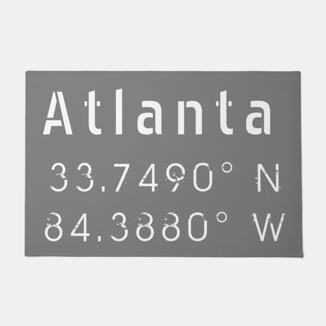 Atlanta Latitude and Longitude  Doormat (Front)