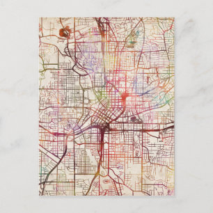 atlanta map painting postcard
