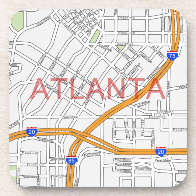 Atlanta Peachtree Road Map Coaster (Front)