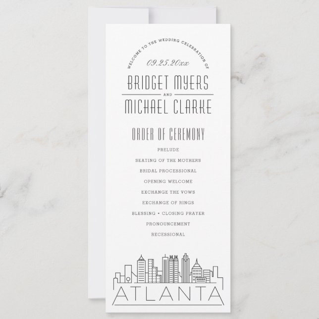 Atlanta | Programme Moderne de Mariage Déco (Devant)