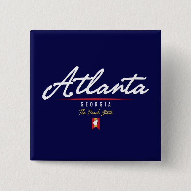 Atlanta Script 2 Inch Square Button (Front)