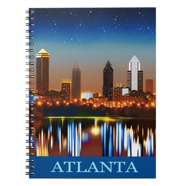 Atlanta Skyline by Night with Reflections Notebook (Front)