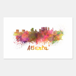 Atlanta skyline in watercolor splatters with clipp sticker
