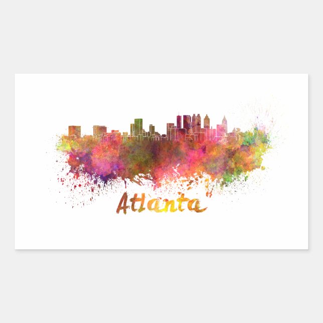 Atlanta skyline in watercolor splatters with clipp sticker (Front)