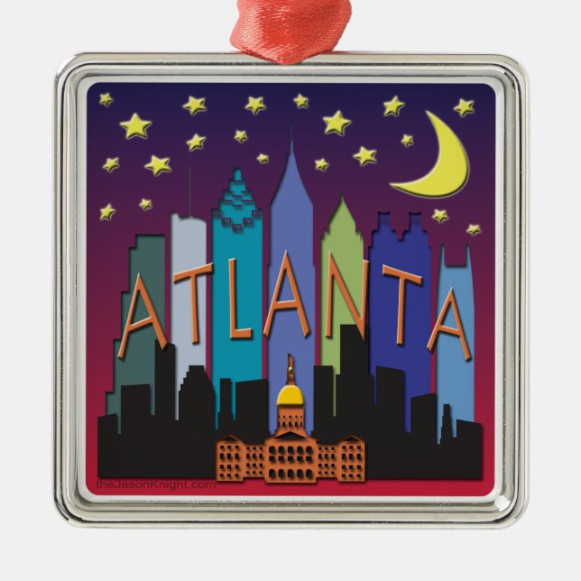 Atlanta Skyline mega colour Metal Ornament (Front)