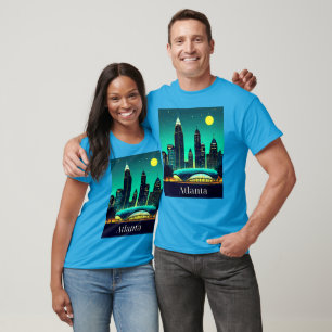 Atlanta Skyline Under a Starry Night Sky T-Shirt