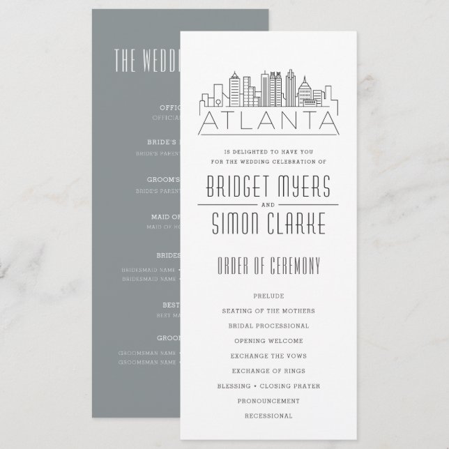Atlanta Stylized Skyline | Wedding Program (Front/Back)