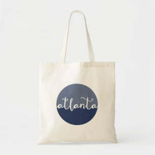 Atlanta tote bag   hand lettered navy blue