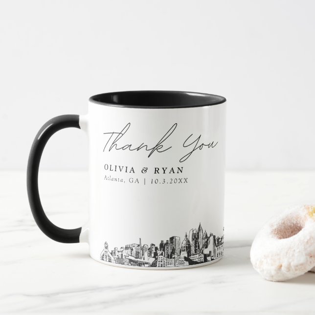 Atlanta Wedding Custom Personalized Coffee Mug (With Donut)