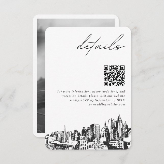 Atlanta Wedding Details QR Code Small Enclosure Card (Front/Back)