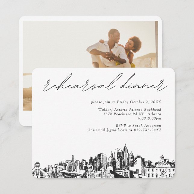 Atlanta Wedding Rehearsal Invite Enclosure Card (Front/Back)