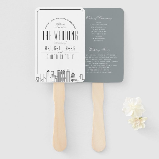 Atlanta Wedding | Wedding Program Hand Fan (Front and Back)