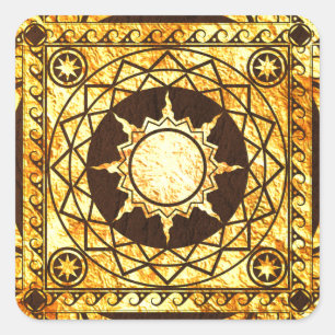 Atlantean Crafts Gold on Brown Leather Square Sticker
