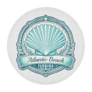 Atlantic Beach FL Coastal Seashell Emblem Cutting Board