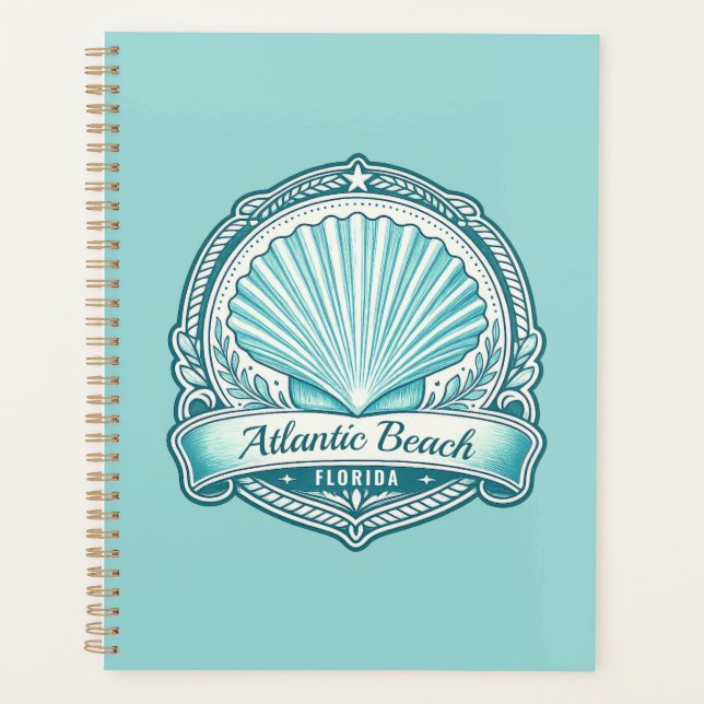 Atlantic Beach FL Coastal Seashell Emblem Planner (Front)