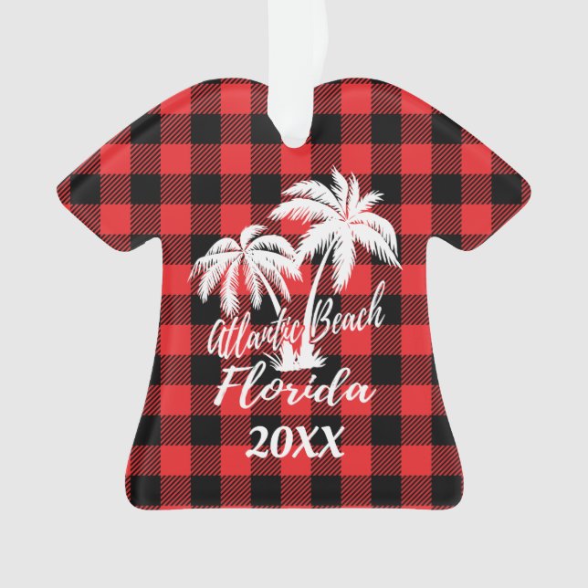 Atlantic Beach Florida Palm Trees Personalized Ornament (Front)