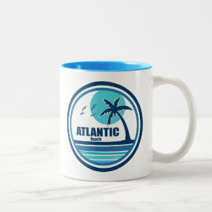 Atlantic Beach North Carolina Palm Tree Birds Two-Tone Coffee Mug