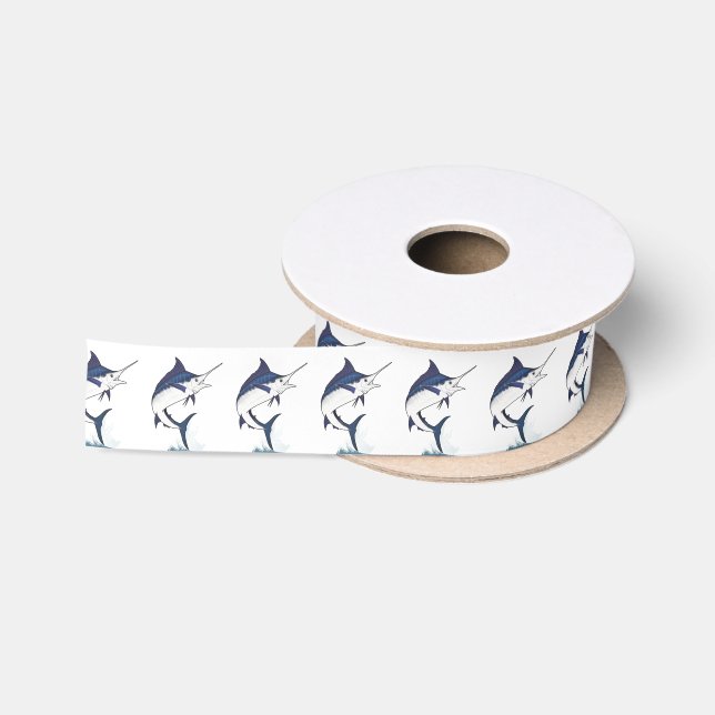 Atlantic Blue Marlin 1.5 Inches Satin Ribbon (Spool)