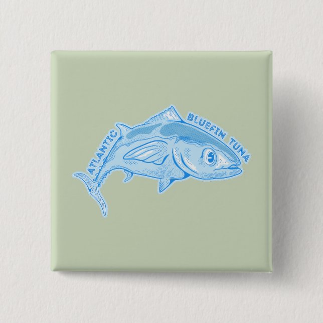 Atlantic bluefin tuna 2 inch square button (Front)