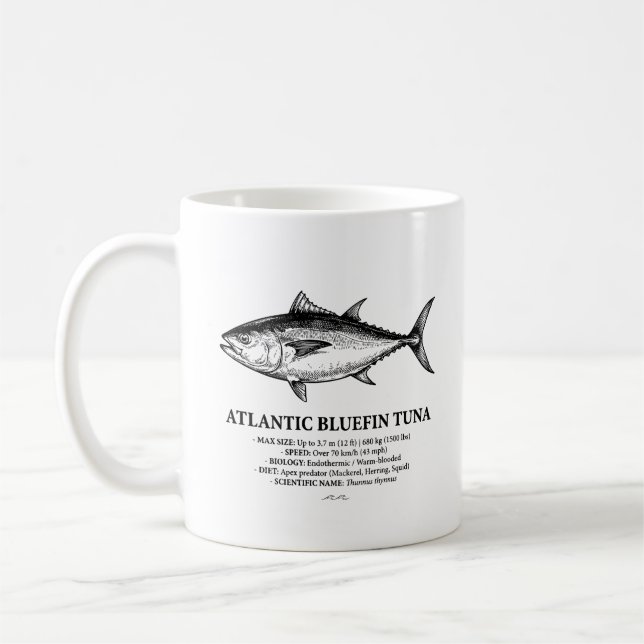 Atlantic Bluefin Tuna Scientific Illustration  Coffee Mug (Left)