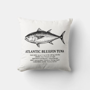 Atlantic Bluefin Tuna Scientific Illustration  Throw Pillow