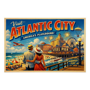 Atlantic City America's Playground Travel Poster