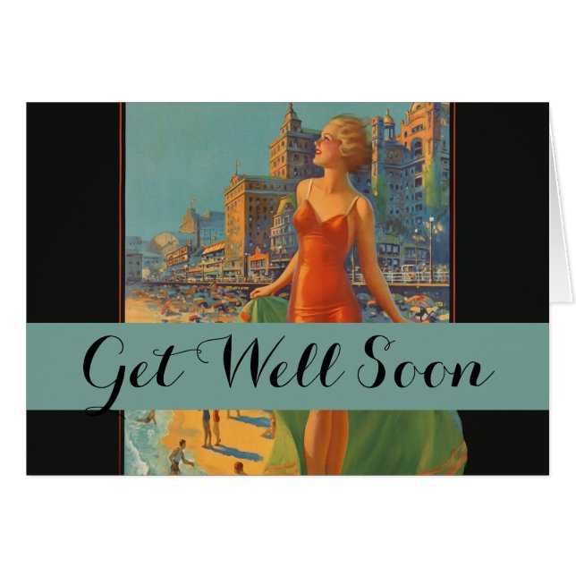 Atlantic City Beach Beauté Vintage Art (Devant horizontal)