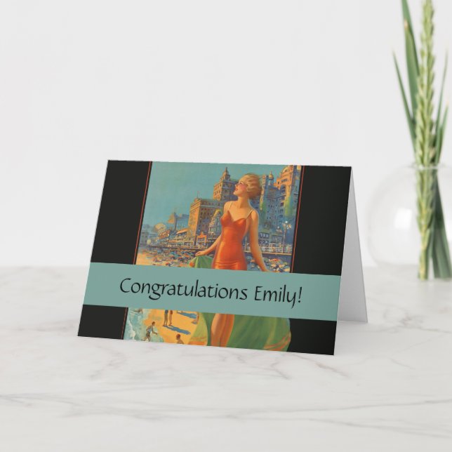 Atlantic City Beach Beauty Vintage Artwork Card (Front)