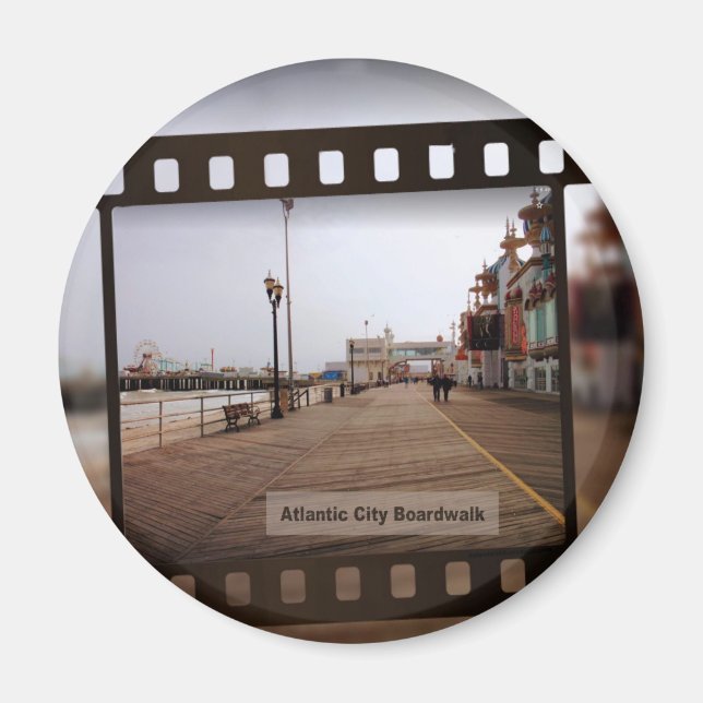 Atlantic City Beach Boardwalk on Film Magnet (Front)