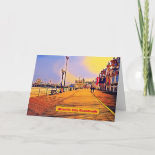 Atlantic City Beach Boardwalk Pop Art Card