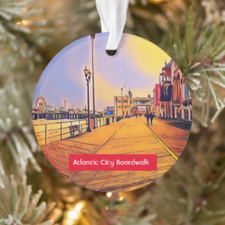Atlantic City Beach Boardwalk Pop Art Ornement