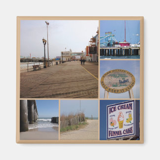 Atlantic City Beach Photo Collage Magnet