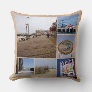 Atlantic City Beach - Photo Collage Throw Pillow