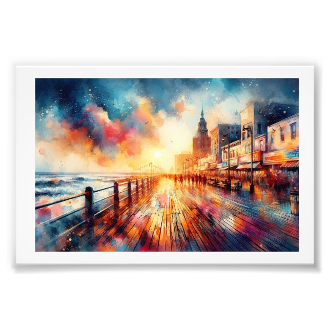Atlantic City Boardwalk Sunset,  Photo Print (Front)