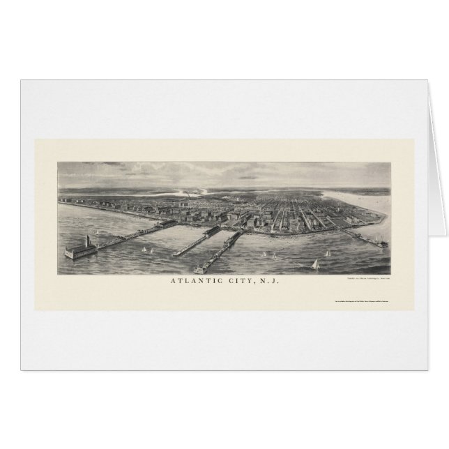 Atlantic City, carte panoramique de NJ - 1905 (Devant horizontal)