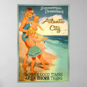 Atlantic City Jersey Shore Poster New Retro Family