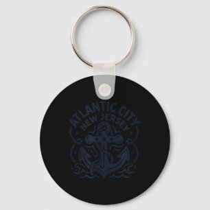 Atlantic City New Jersey Anchor Rope Nautical Gift Keychain