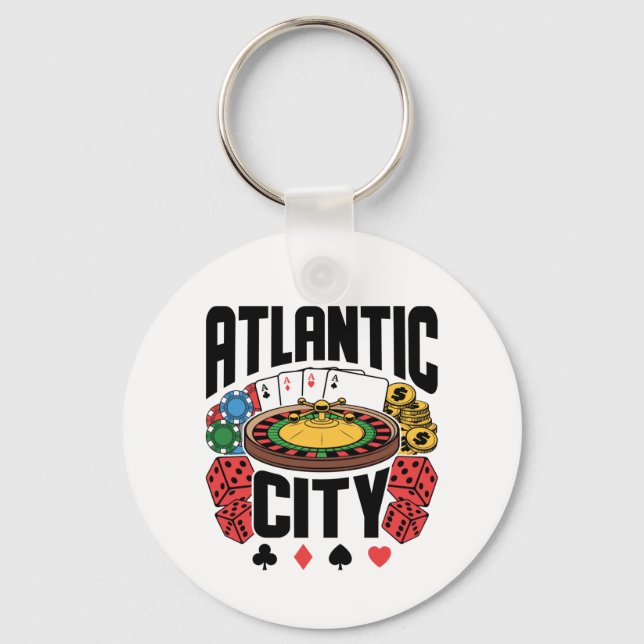 Atlantic City New Jersey Casino Gambling Keychain (Front)