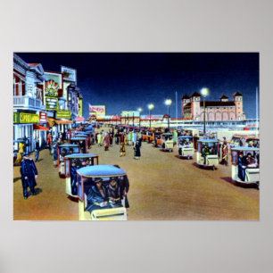Atlantic City New Jersey Chair Parade at Night Poster