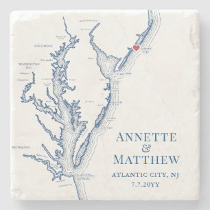Atlantic City New Jersey Destination Wedding Favou Stone Coaster