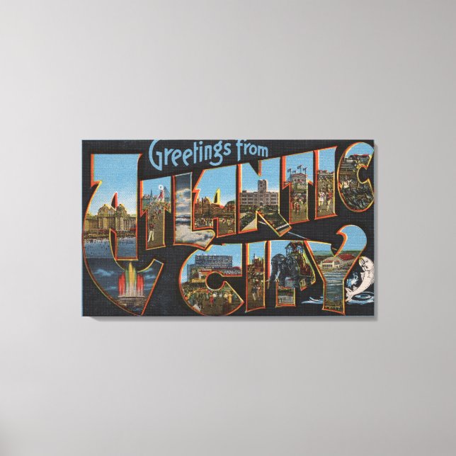 Atlantic City, New Jersey - Large Letter Scenes Canvas Print (Front)