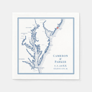 Atlantic City New Jersey Map Elegant Wedding Napkin