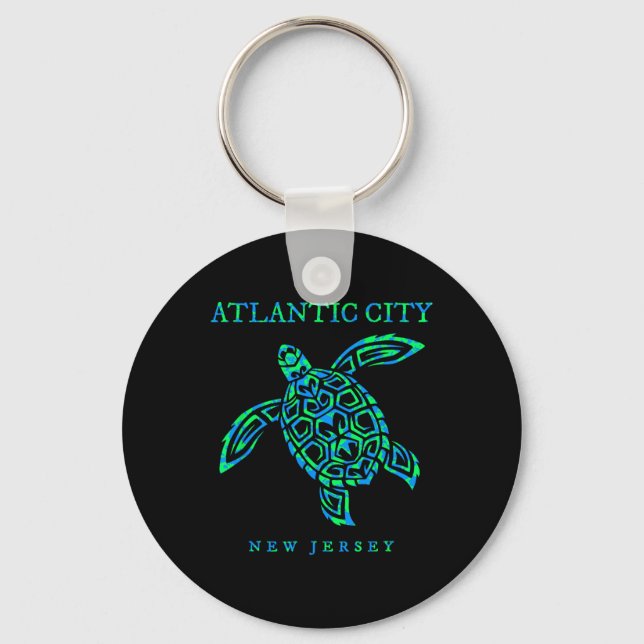 Atlantic City New Jersey Sea Turtle Boys Girls Tod Keychain (Front)