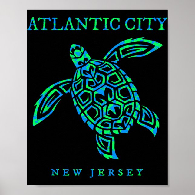 Atlantic City New Jersey Sea Turtle Boys Girls Tod Poster (Front)