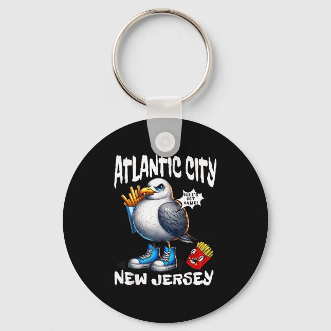 Atlantic City New Jersey Seagull French Fries Funn Keychain (Front)