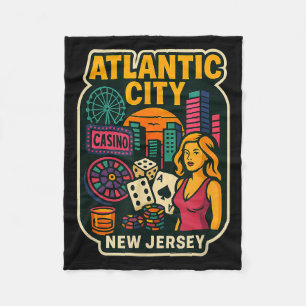 Atlantic City New Jersey Vacation Casino Gaming Ga Fleece Blanket