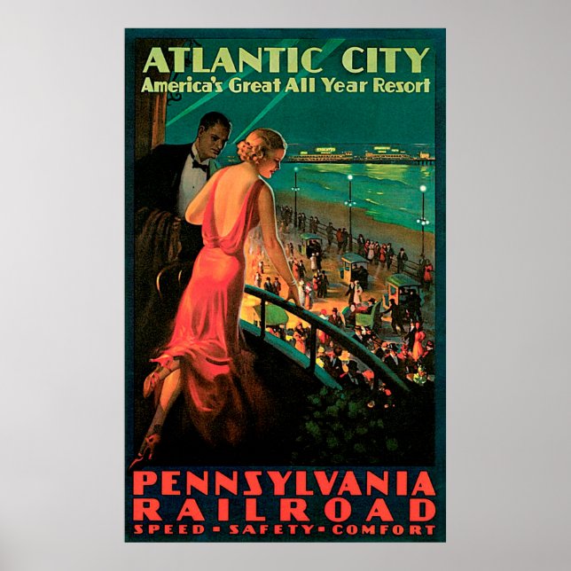 Atlantic City New Jersey Vintage Travel Poster (Front)