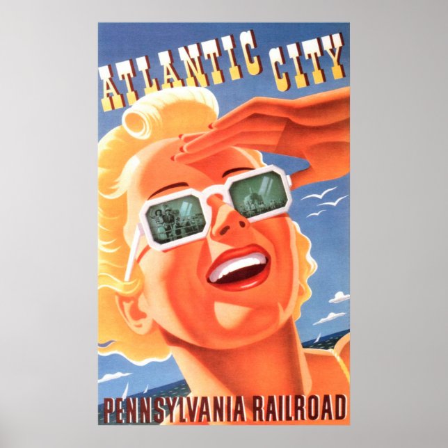Atlantic City New Jersey Vintage Travel Poster (Front)