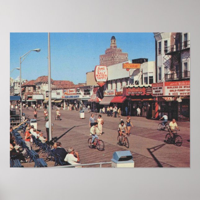Atlantic City NJ, Bike Riding on the Boardwalk Poster (Front)