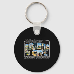 Atlantic City Nj Vintage Stcard Souvenir T Shirt  Keychain